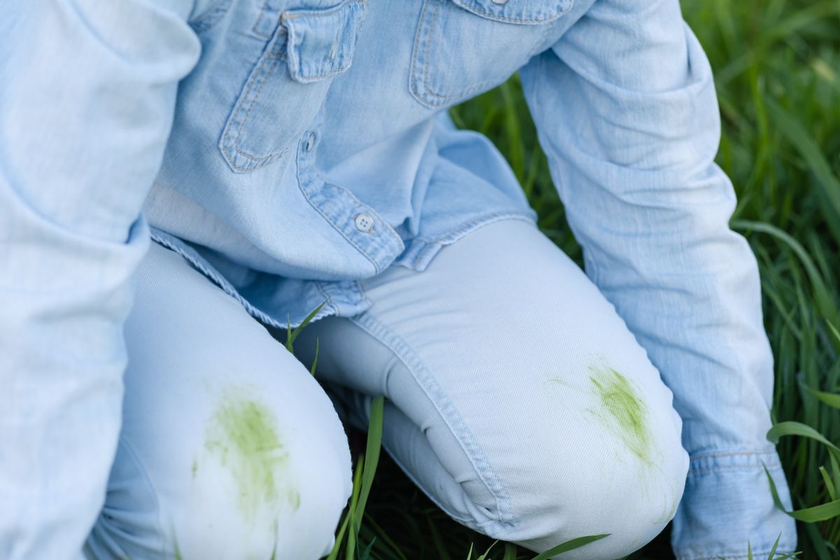 Grass stain on clothing